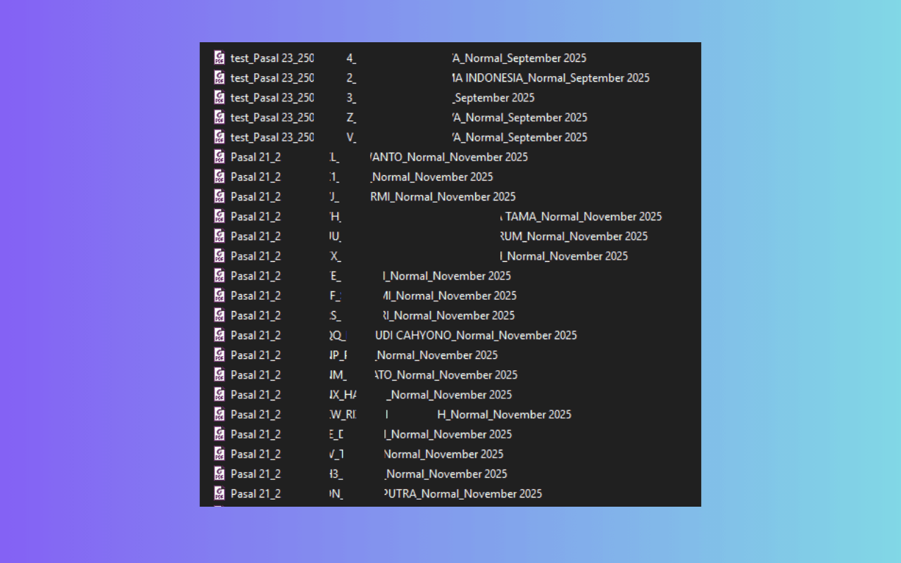 Renamed files result